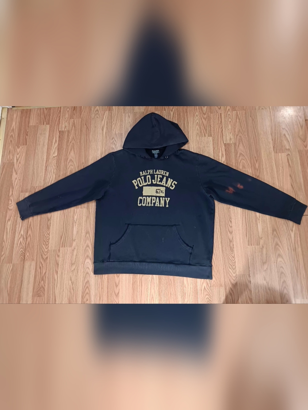 VTG Polo Jeans 67RL Ralph Lauren Hoodie Sweatshirt Men's XXL Distressed Grunge - Picture 7 of 16